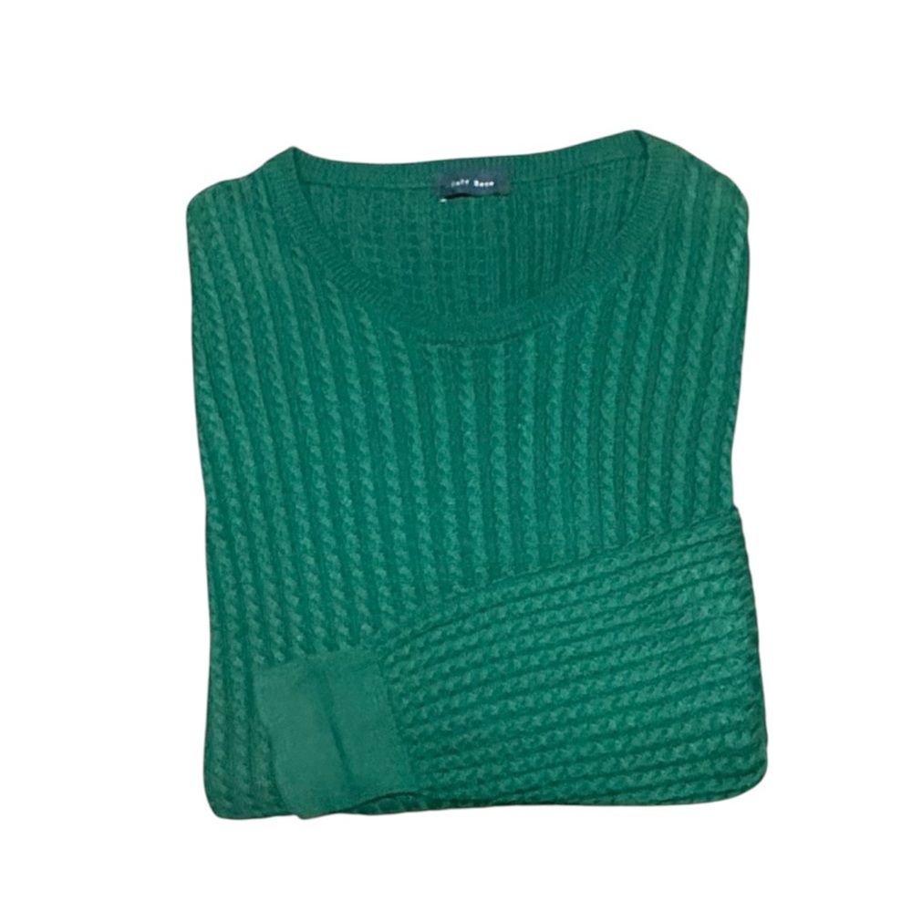 Vintage Jeff Rose Dark Green Cable Knit Crewneck Lightweight Golf Sweater Large